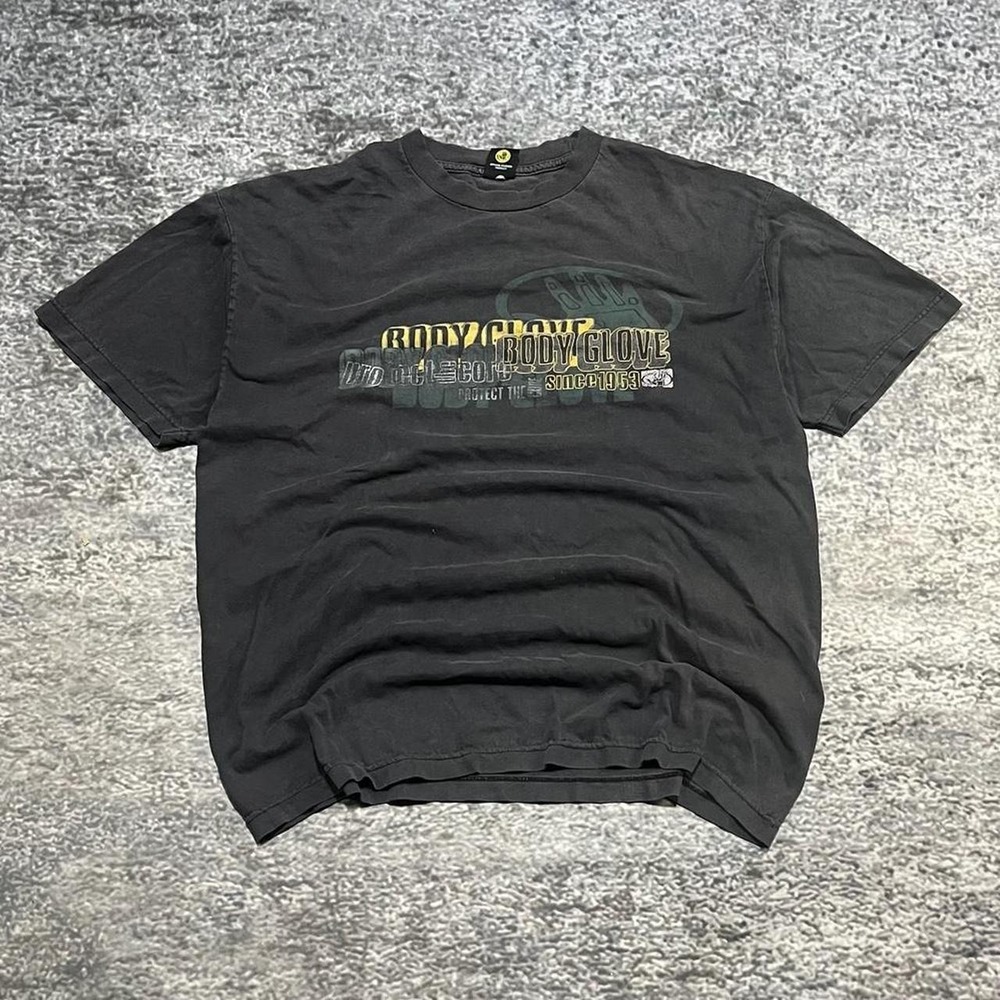 VTG Body Glove T‎ Shirt Mens Large Black Faded Surf Skater Grunge 90s Y2K